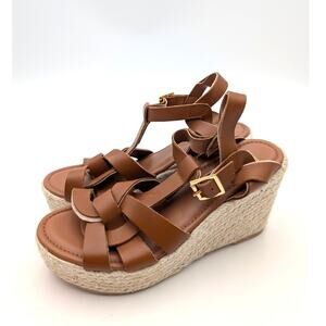 Bruno Magli Estra Espadrille Platform Wedge Sandal Womens Cognac Size US6.5 EU37